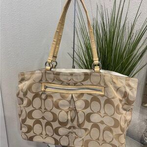 Coach Beige Signature Shoulder Bag